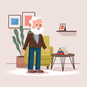 old man in livingroom vector