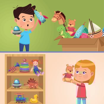 happy kids couple playing vector