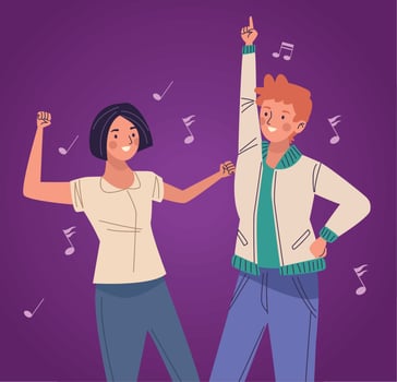 young couple dancers vector