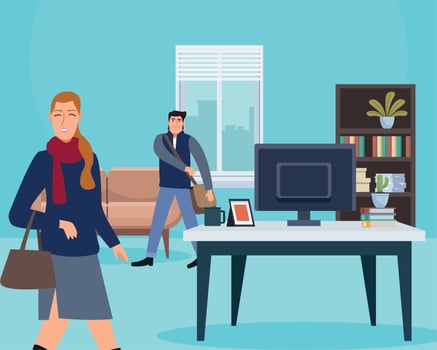 business couple in worksite vector