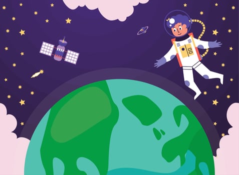astronaut and earth planet vector