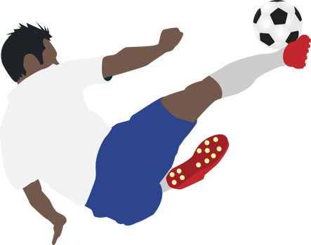 Cartoon football soccer player man in action png