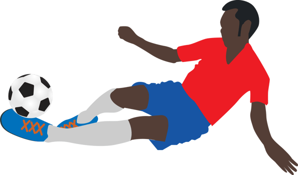 Cartoon football soccer player man in action png