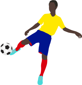 Cartoon football soccer player man in action png