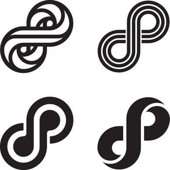 Set of infinity symbols in different styles vector