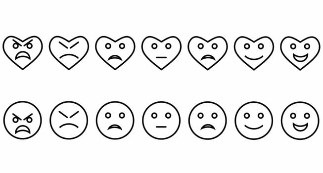 outline feedback emoji icon set isolated on white background vector