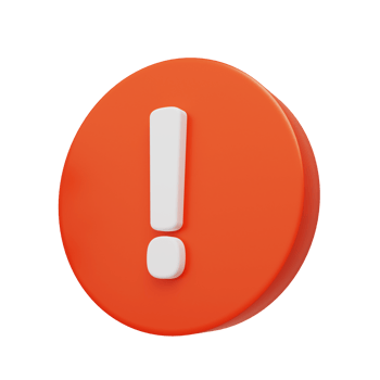 White exclamation mark on a red circle 3D Rendering png