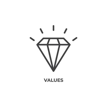 Vector sign of values symbol is isolated on a white background. icon color editable.