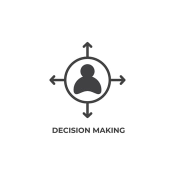 Vector sign of decision making symbol is isolated on a white background. icon color editable.