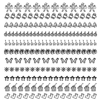 Christmas doodle line vector set