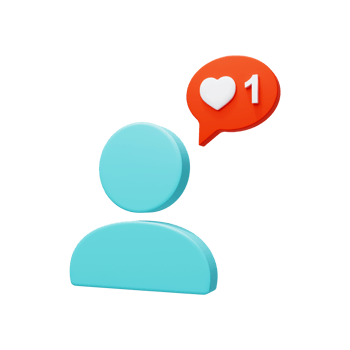 User icon Notification of a new like from the user Social media icon concept 3D Render png