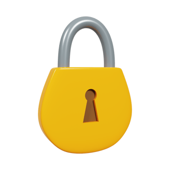 Yellow Locked padlock 3D Render png