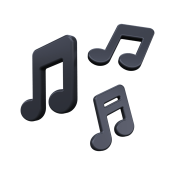 Musical notes icon 3D render png