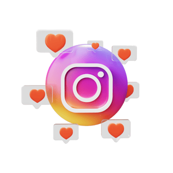 Like online Concept of social networks Instagram icon with likes 3D render png