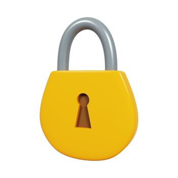 Yellow Locked padlock 3D Render png