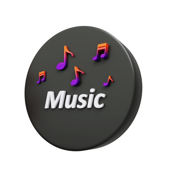 Music Festival Colorful icon with notes and the inscription music 3D render png
