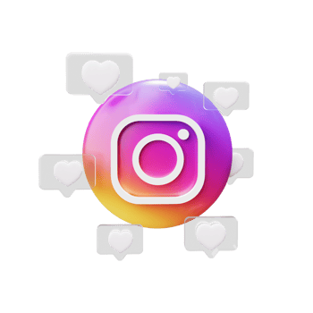 Like online Concept of social networks Instagram icon with likes 3D render png