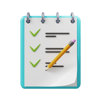 Todo list icon Notepad with completed todo list and pencil 3D render png