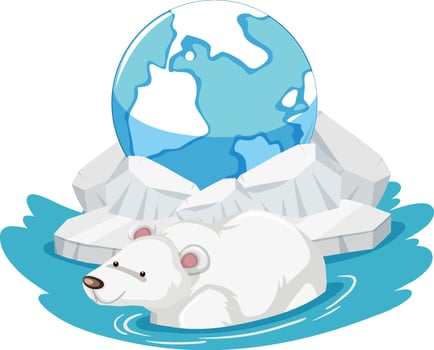 Polar bear with iceberg on white background vector