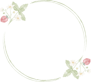 minimal watercolor hand drawn wild strawberry wreath frame png