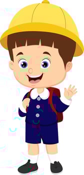 Cute japanese school boy cartoon vector