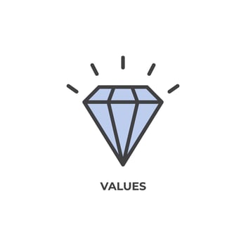 Vector sign of values symbol is isolated on a white background. icon color editable.