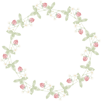 watercolor hand drawn wild strawberry wreath frame png