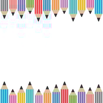 A set of colored pencils with a text frame, color vector isolated illustration
