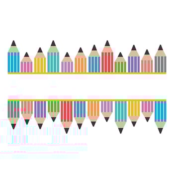 A set of colored pencils with a text frame, color vector isolated illustration