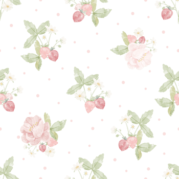 watercolor hand drawn strawberry seamless pattern png