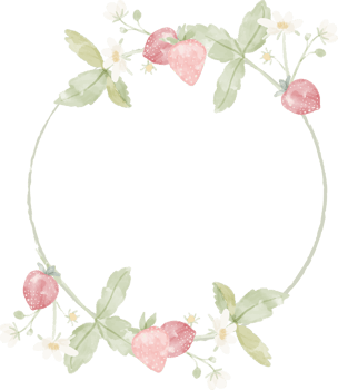 watercolor wild strawberry branch flower wreath frame png