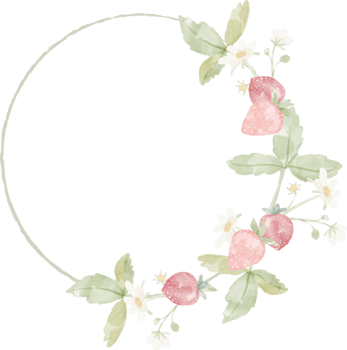 watercolor wild strawberry branch flower wreath frame png