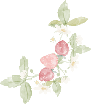 watercolor wild strawberry fruit and flower branch wreath frame png