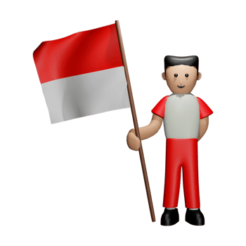 3d illustration of a man holding an Indonesian flag png