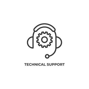 Vector sign of technical support symbol is isolated on a white background. icon color editable.