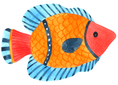 Fish cartoon cute watercolor png