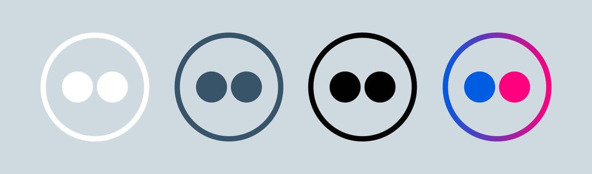 Flickr logo in circle line. Popular social network logotype vector illustration.
