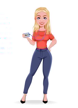 Young smiling woman journalist, female reporter vector