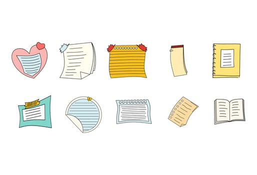 Collection of Note Paper on White Background vector