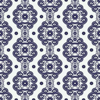 Abstract floral shape vintage blue color seamless pattern background. Use for fabric, textile, interior decoration elements, upholstery, wrapping. vector