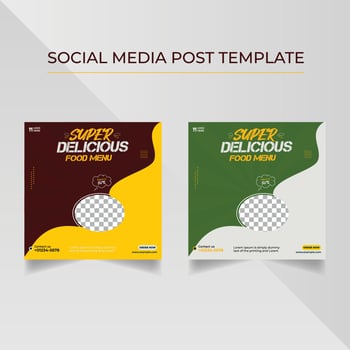 Super delicious food menu social media post template design vector