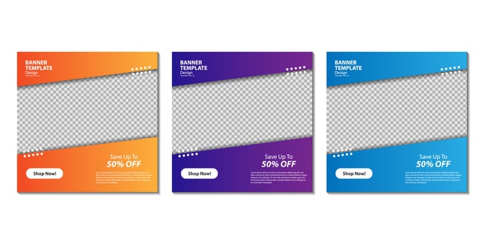 Digital business marketing social media post and web banner. Set of editable square banner template. Vector illustration
