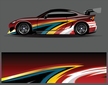 Graphic abstract stripe racing background designs for vehicle  rally  race  adventure and car racing livery vector