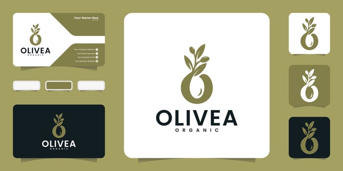 olive oil logo circle shape and business card inspiration vector
