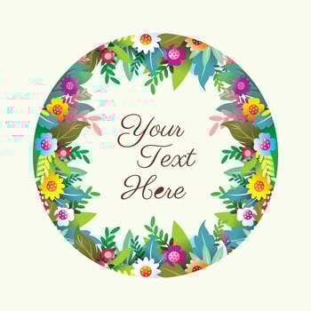Flower frame round vector for greeting template