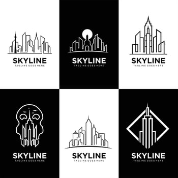 Skyline building logo design set vector