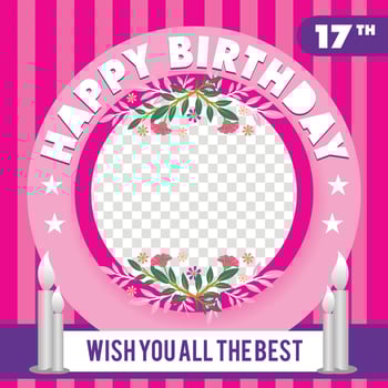 Design template for girl birthday with pink color vector