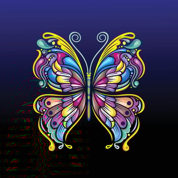 Butterfly art illustration with colorful vector design