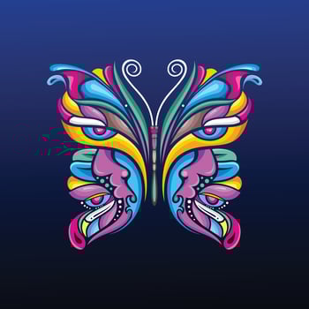 Butterfly art illustration with colorful vector design
