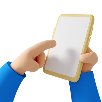 3D render hand holding mobile phone, illustration png